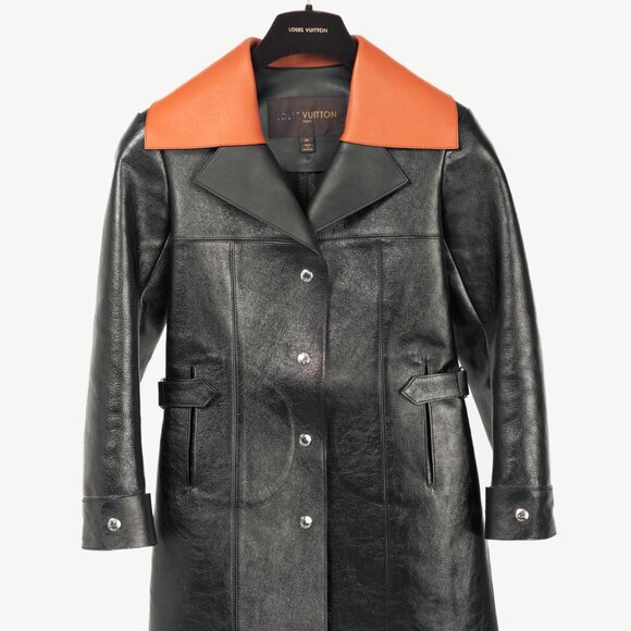 Louis Vuitton AW/14 Runway Black Calfskin Leather Snap Coat - Picture 2 of 14